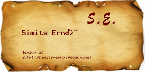 Simits Ernő névjegykártya